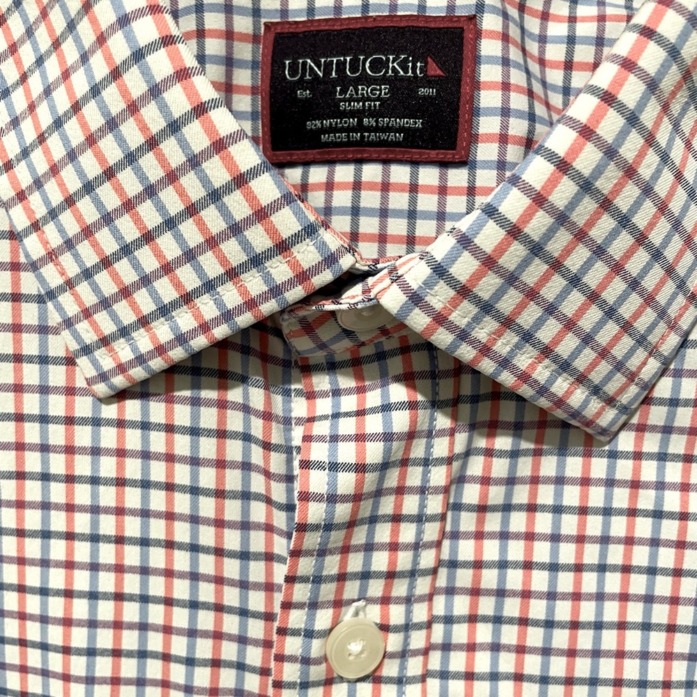 UNTUCKit mens short sleeve button down shirt euc sz Lg